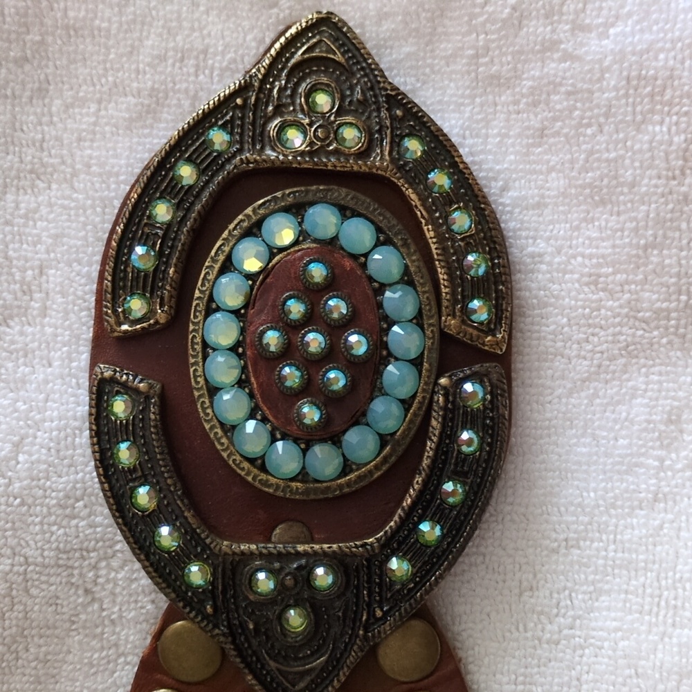 Beautiful Leather Belt with Studs And Rhinestone Buckle